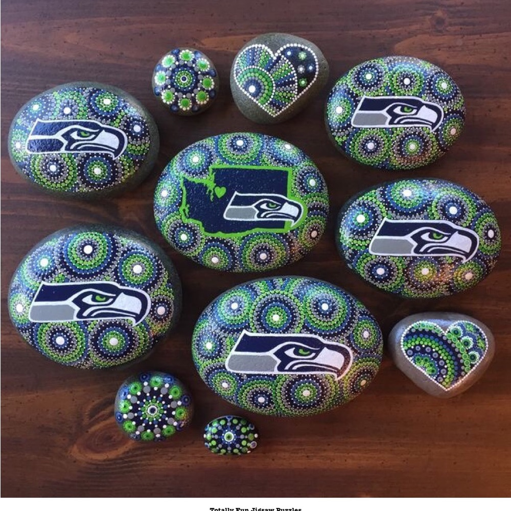 Seahawk rock painting